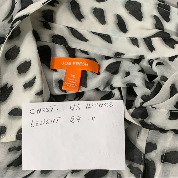 JOE FRESH Romantic Leopard Black And White Semi Transparent Long Sleeves Size L - Picture 9 of 9